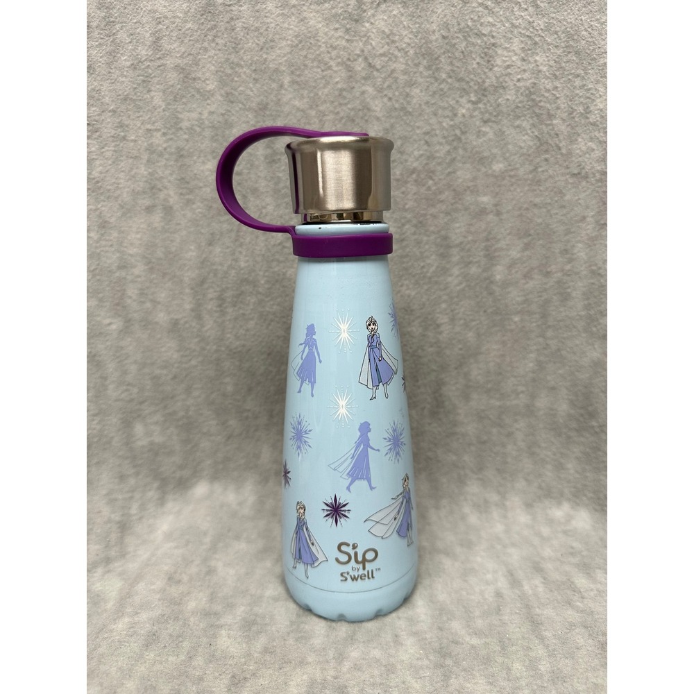 Disney Frozen Elsa Sip by S'well Water Bottle Light Blue Purple Handle‎ 17 oz